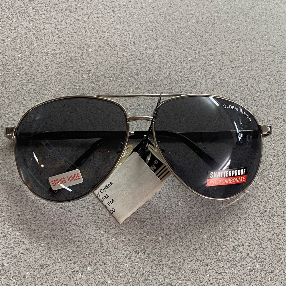 Shatterproof Aviator Sunglasses - Silver and Black